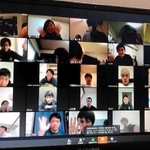 オンライン会議で今季の終了式に臨んだＢ２西宮の選手やスタッフら（クラブ提供）