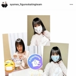 手作りマスクを披露する三原舞依（シスメックス公式インスタグラムから）