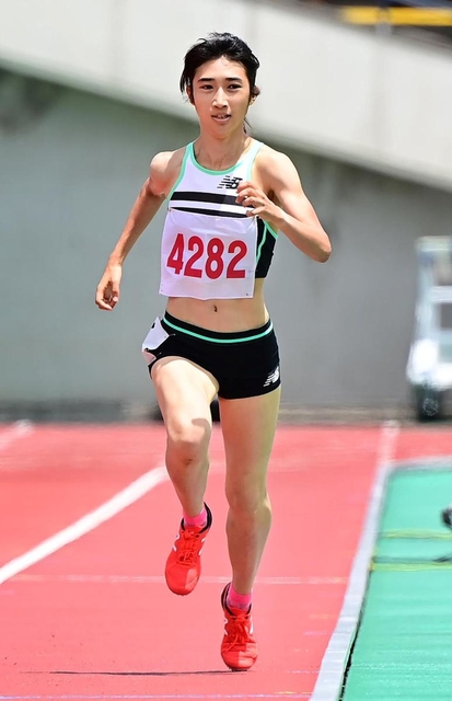 兵庫陸上競技選手権女子８００メートル　２分４秒６６の兵庫新記録で優勝した田中希実（２０２０年７月撮影）