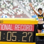 女子１５００メートルで１４年ぶりに日本記録を更新した田中希実＝東京・国立競技場