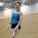 強化合宿で笑顔を見せる杉原愛子（日本体操協会提供）