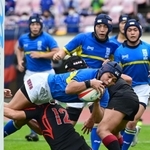 関学-報徳　前半、中央にトライを決める関学の甲斐＝ユニバー記念競技場（撮影・秋山亮太）