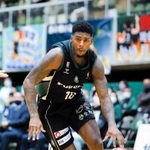 西宮-熊本　第１クオーター、ドリブルで切り込む西宮のジョーンズ