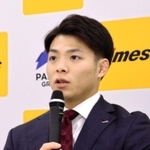 東京五輪代表決定から一夜明け、喜びを語る阿部一二三＝１４日午後、東京都内（パーク２４提供）