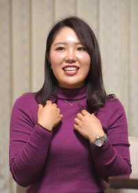 「ジュニアの憧れの存在になりたい」と語る古江彩佳＝対談場所は名古屋市中区、名古屋観光ホテル（撮影・高部洋祐）
