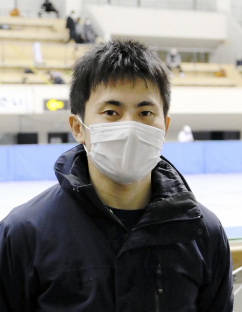 左脚骨折からの復活を誓うショートトラック平昌冬季五輪代表の横山大希＝14日、神戸市立ポートアイランドＳＣ
