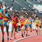 グランプリ女子１万メートルには一流選手がそろう＝神戸市須磨区、ユニバー記念競技場（２０１９年の第６７回大会）