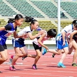 小学女子１００メートル決勝＝神戸市須磨区、ユニバー記念競技場（２０１９年の第６７回大会）