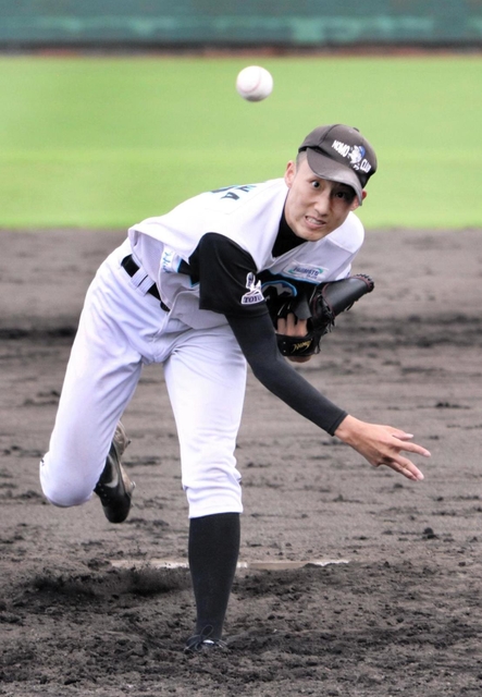 ＮＯＭＯベースボールクラブ-県警桃太郎　９回３失点の力投を見せたＮＯＭＯベースボールクラブの北川
