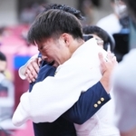 柔道男子６６キロ決勝　優勝を決めて喜ぶ阿部一二三＝日本武道館（撮影・堀内翔）