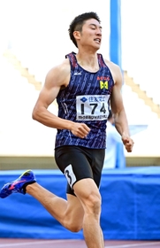 陸上男子１６００メートルリレーで補欠選手登録された池田弘佑。持ち味は勝負強さ。代表合宿にも参加し、準備を尽くす＝６月１日、大阪市のヤンマースタジアム長居