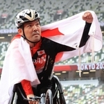 陸上男子１００メートル（車いすＴ５２）決勝　１７秒１８で銀メダルを獲得した大矢勇気＝３日午前、国立競技場（撮影・吉田敦史）