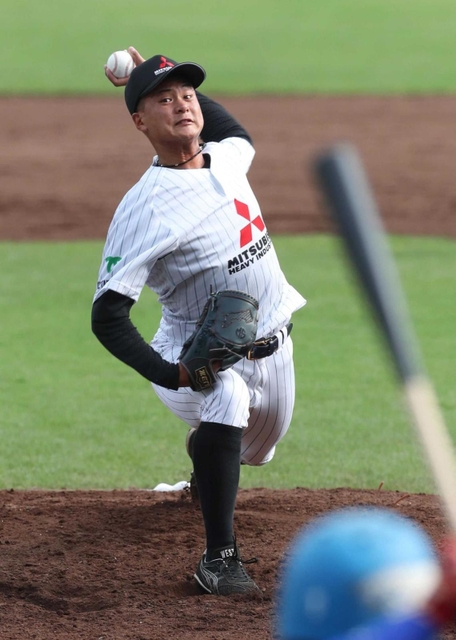 三菱重工Ｗｅｓｔ-ＪＲ四国　力投する三菱重工Ｗｅｓｔの森翔平＝７月３日、神戸市須磨区のほっともっとフィールド神戸