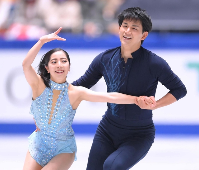 ペアＳＰ　呼吸の合った演技を見せる三浦璃来、木原龍一組（撮影・堀内翔）