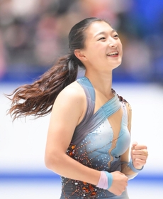 女子ＳＰで首位発進した坂本花織（撮影・堀内翔）