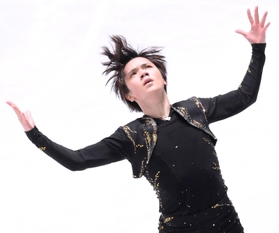 男子フリー　フィニッシュを決める宇野昌磨（撮影・堀内翔）