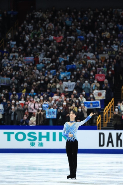 男子ＳＰ　会心の演技で見せた羽生結弦＝さいたまスーパーアリーナ（撮影・吉田敦史）