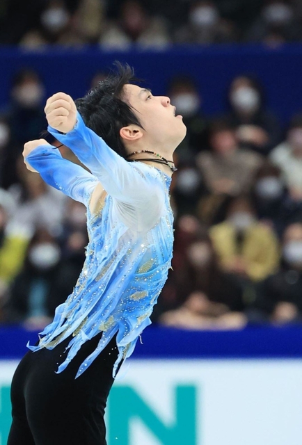 男子ＳＰ　会心の演技を見せた羽生結弦＝さいたまスーパーアリーナ（撮影・吉田敦史）