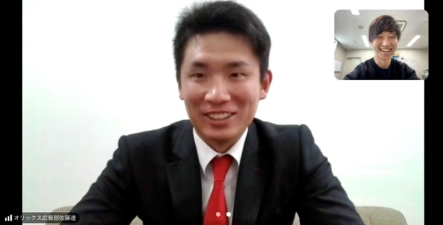 オンライン取材に応じる吉田凌投手