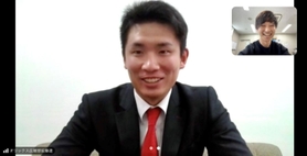 オンライン取材に応じる吉田凌投手