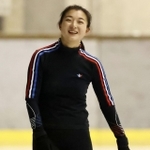 練習を公開し明るい表情を見せる坂本花織＝２０２２年１月１１日、神戸市中央区（代表撮影）