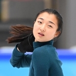 ２度目の五輪舞台で氷の感触を確かめる坂本花織＝３日、北京（撮影・堀内　翔）