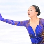 フリー演技のフィニッシュを決める坂本花織＝北京（撮影・堀内　翔）