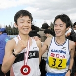 ２００９年の第６４回大会で４位に入った清水将也（左）と６位に入った清水智也