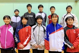 全日本中学生バドミントン選手権に出場する兵庫選抜の選手たち（兵庫県バドミントン協会提供）