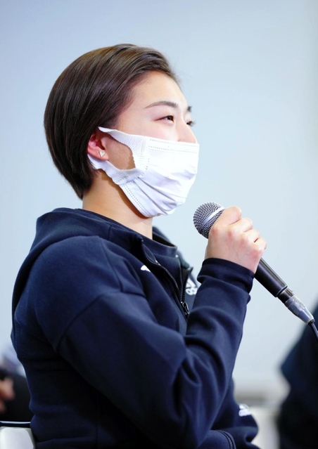 飛躍のシーズンを振り返るフィギュアスケート女子の坂本花織＝大阪府門真市（(c)ＳＴＡＲＳ　ｏｎ　ＩＣＥ）