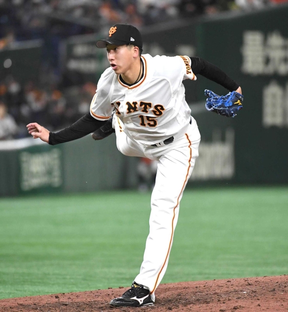 プロ初登板初セーブを挙げた巨人・大勢＝東京ドーム