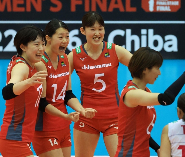 今季の最高殊勲選手賞に輝いた久光の井上愛里沙（５）＝３月26日、グリーンアリーナ神戸