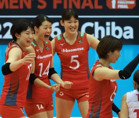 今季の最高殊勲選手賞に輝いた久光の井上愛里沙（５）＝３月26日、グリーンアリーナ神戸