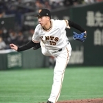 プロ初登板初セーブを挙げた巨人・大勢＝東京ドーム