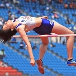 一般・高校女子走り高跳び決勝　１メートル７３で優勝した順大の井上紗耶加（撮影・吉田敦史）