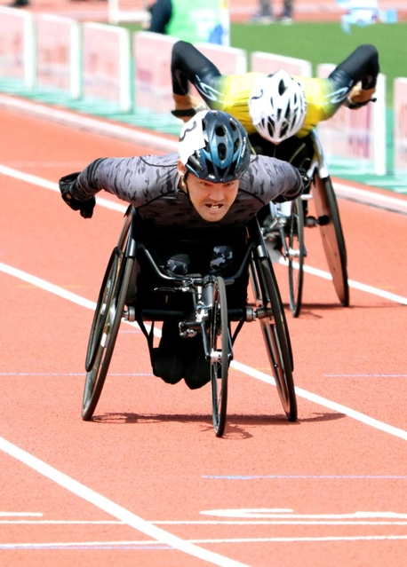 男子１００メートルで２位となった大矢勇気