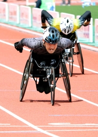 男子１００メートルで２位となった大矢勇気