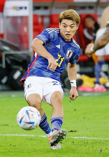 初出場のＷ杯に向け、意気込む堂安律＝９月２７日、デュッセルドルフ