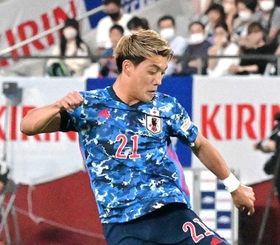 初のＷ杯出場となる堂安律＝６月１０日、ノエビアスタジアム神戸 
