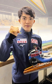 初出場の世界ジュニア選手権に向けて意気込む関学高の三好瑛久＝神戸市中央区、ポートアイランドＳＣ