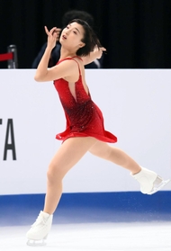 女子フリー　演技する坂本花織（撮影・堀内　翔）