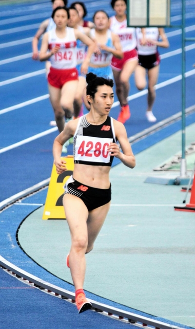 兵庫春季記録会女子８００メートルに出場した田中希実。兵庫リレーカーニバルでは１５００メートルに挑む＝４月１６日、加古川運動公園陸上競技場