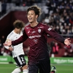 神戸-横浜Ｍ　前半、先制点を決め、喜ぶ神戸の汰木＝ノエビアスタジアム神戸（撮影・長嶺麻子）