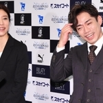 会見で笑顔を見せる村元哉中（左）と高橋大輔＝２日午後、東京都内（撮影・棚橋慶太）