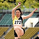 女子高校生以上三段跳び決勝　大会新記録で頂点に立った中野瞳