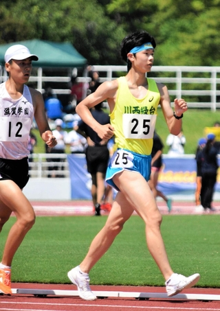 男子５０００メートル競歩決勝　大会新記録で２連覇を果たした川西緑台の逢坂草太朗（２５）