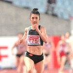 女子１５００メートル決勝　後続を大きく引き離し、４分８秒２９で優勝した田中希実（撮影・風斗雅博）
