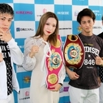 健闘を誓う（左から）与那覇勇気、黒木優子、小林豪己、芝力人の真正ジム４選手＝神戸市東灘区
