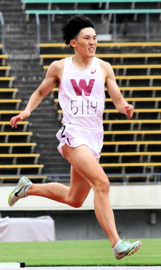男子４００メートル決勝　優勝した石原慎也