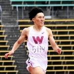 男子４００メートル決勝　優勝した石原慎也